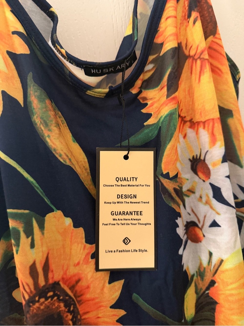 Sunflower Print Navy Maxi Dress - Strappy Summer Dress- Large - Picture 4 of 8